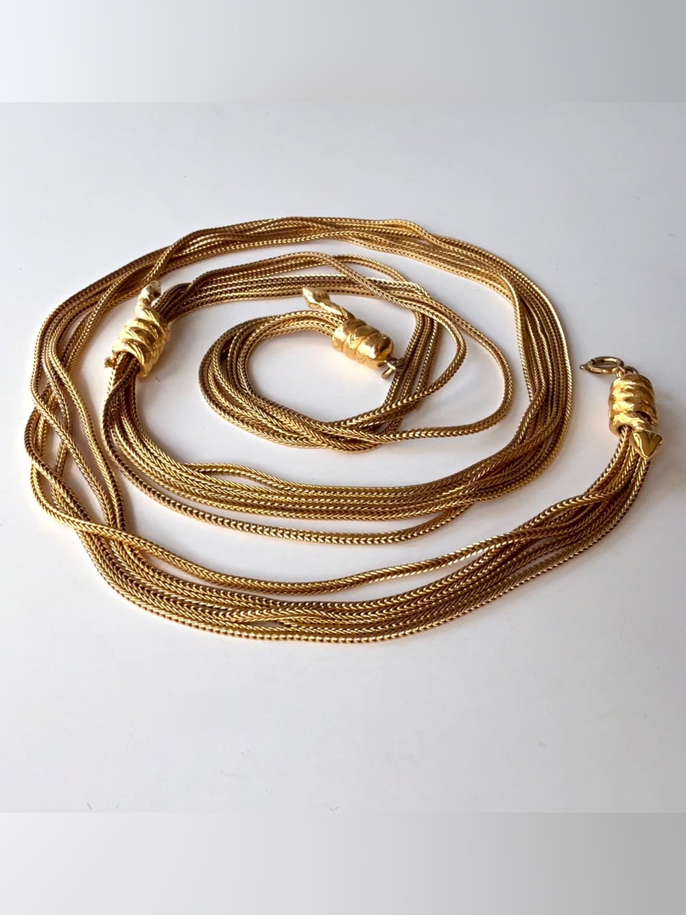 Vintage Chanel Gilt Serpent Multi-Strand Foxtail Chain Necklace